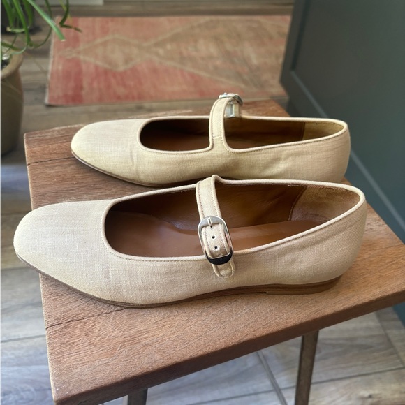 Le Monde Beryl Mary Jane Linen Flats Beige size 38 - Picture 5 of 9